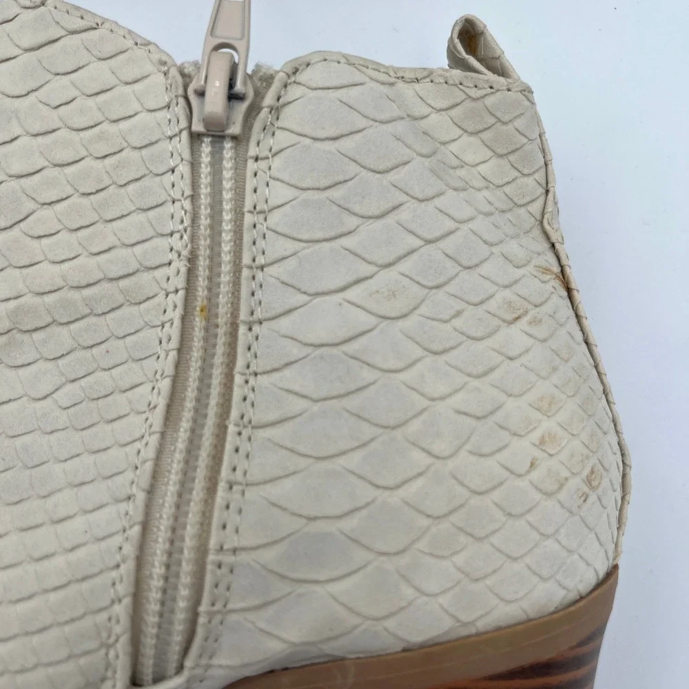 Altard State Ankle Boots Womens 8 Cream Brynn Snakeskin Block Heel Textured